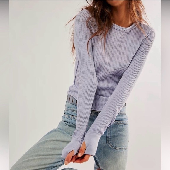 We The Free Tops - NWT Free People We The Free Roll With It Thermal Icelandic Blue